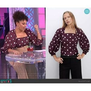 ZARA DARK PURPLE POLKA DOT TAFFETA BLOUSE PUFF SLEEVE #Cybermondaysale